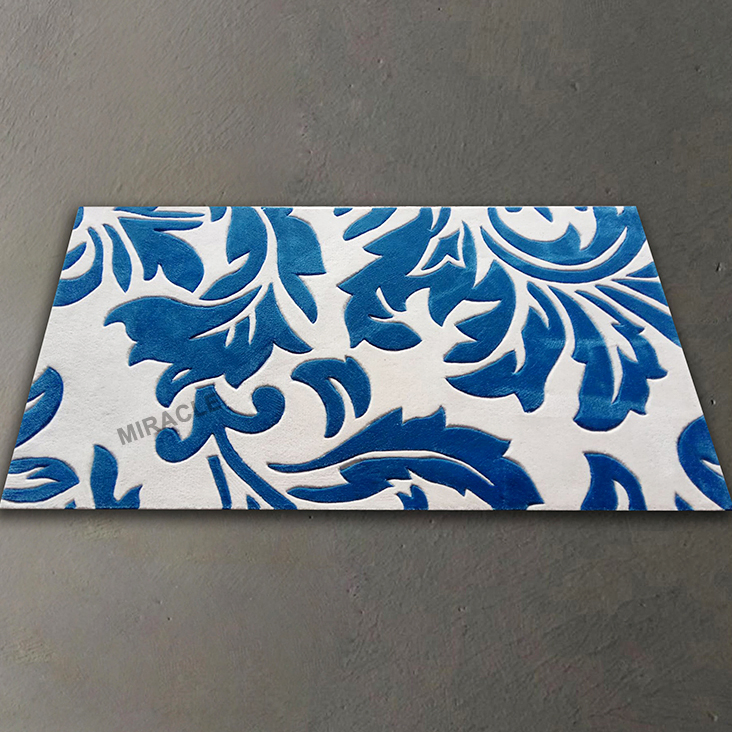 High-End Commercial Floor Hotel Wall to Wall Tufted Loop Pile Office Carpeting for Corridor Stain Resistant Flowers Blue Gray