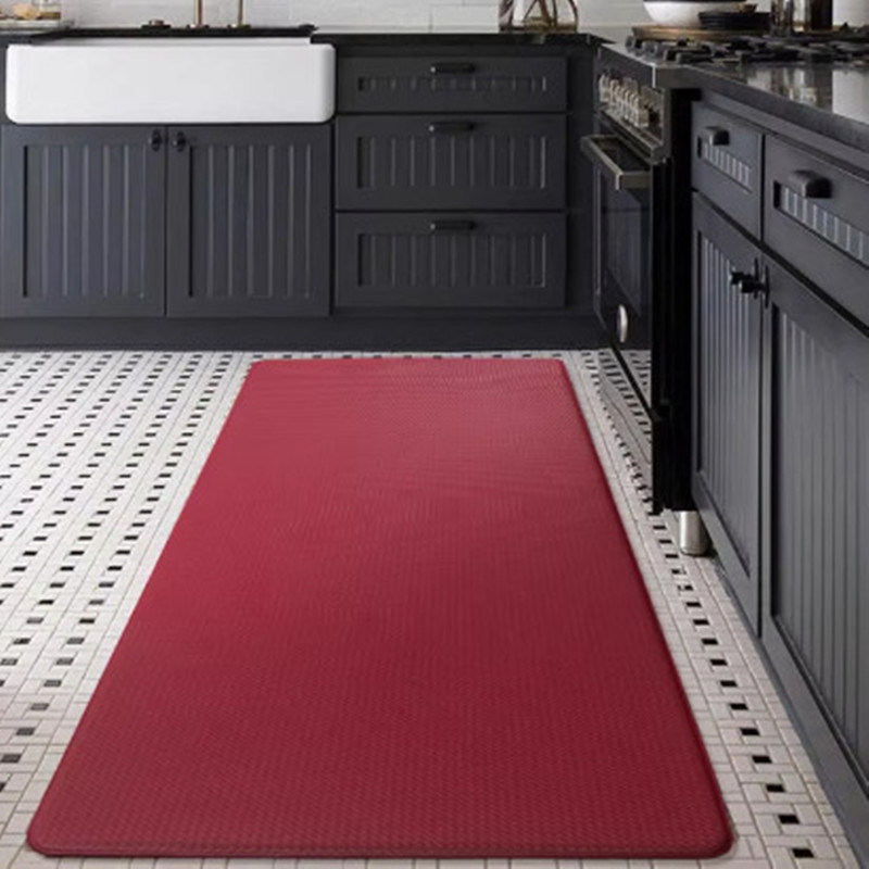 Non-Slip Anti-Fatigue PVC Leather Kitchen Floor Mat Black Gray PVC Kitchen Mat