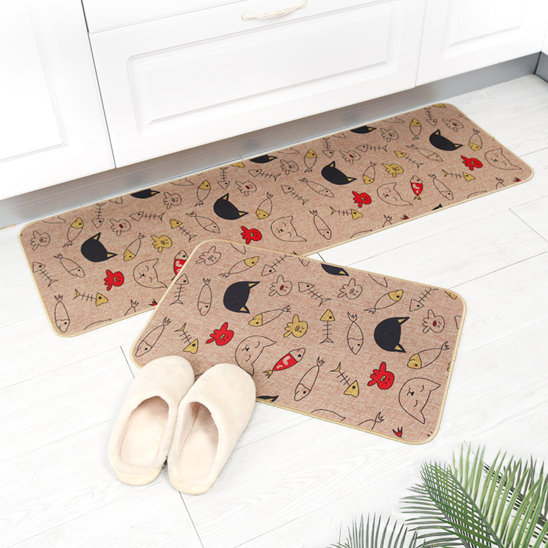 Custom Anti Fatigue Linen Fabric Non-Slip Square Front Door Foot Mat Indoor Easy Clear Kitchen Door Mat