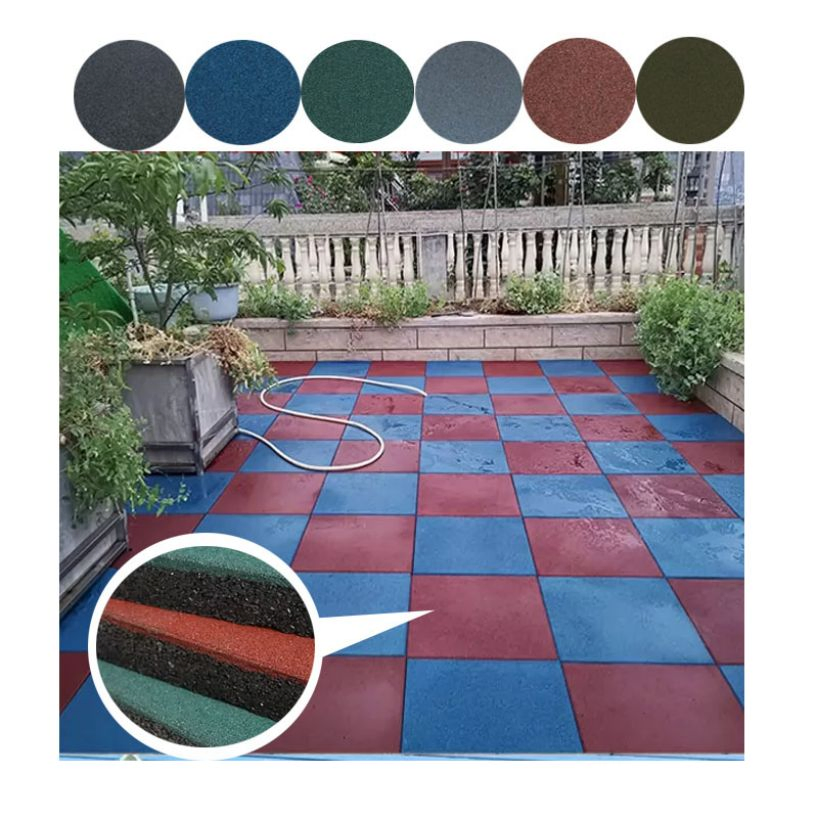Anti-Slip Outdoor Playground Garden Walkway Park Yard Gym Safety Rubber Floor Tile Mats