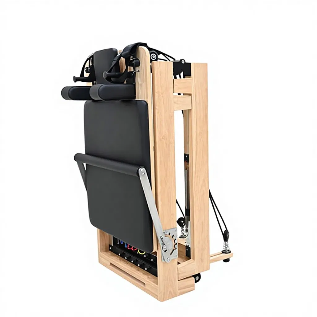 Home and Pilates Studio Yoga Training Equipment, Professional Wooden Foldable Pilates Reformer