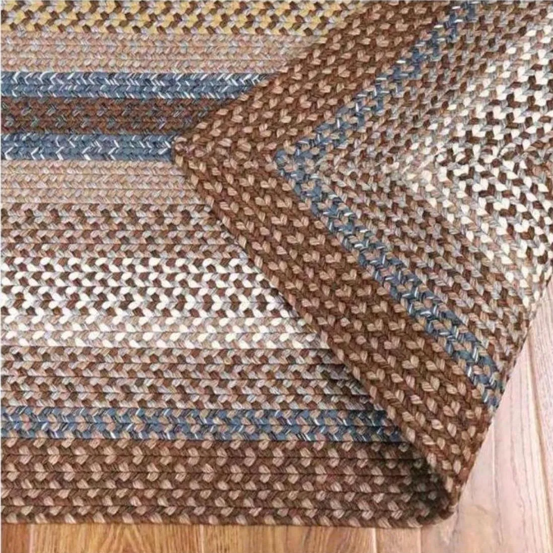 Customized Anti-Slip Vintage Braided Cotton Rug Handwoven Area Rug Rustic Style for Bedroom Kitchen Hallway Living Room