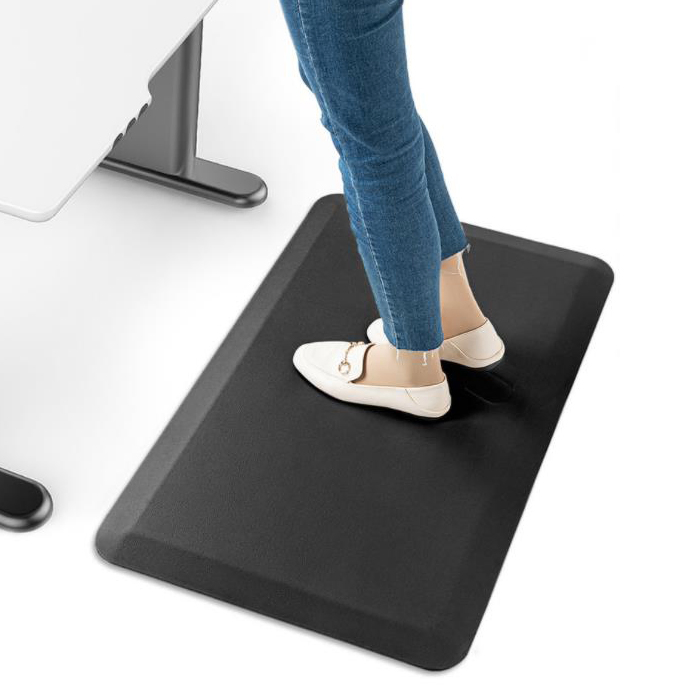 Amazon Mat Non-Slip Anti-Fatigue PVC Leather kitchen Floor Mat Black Gray 18mm PVC Kitchen Mat