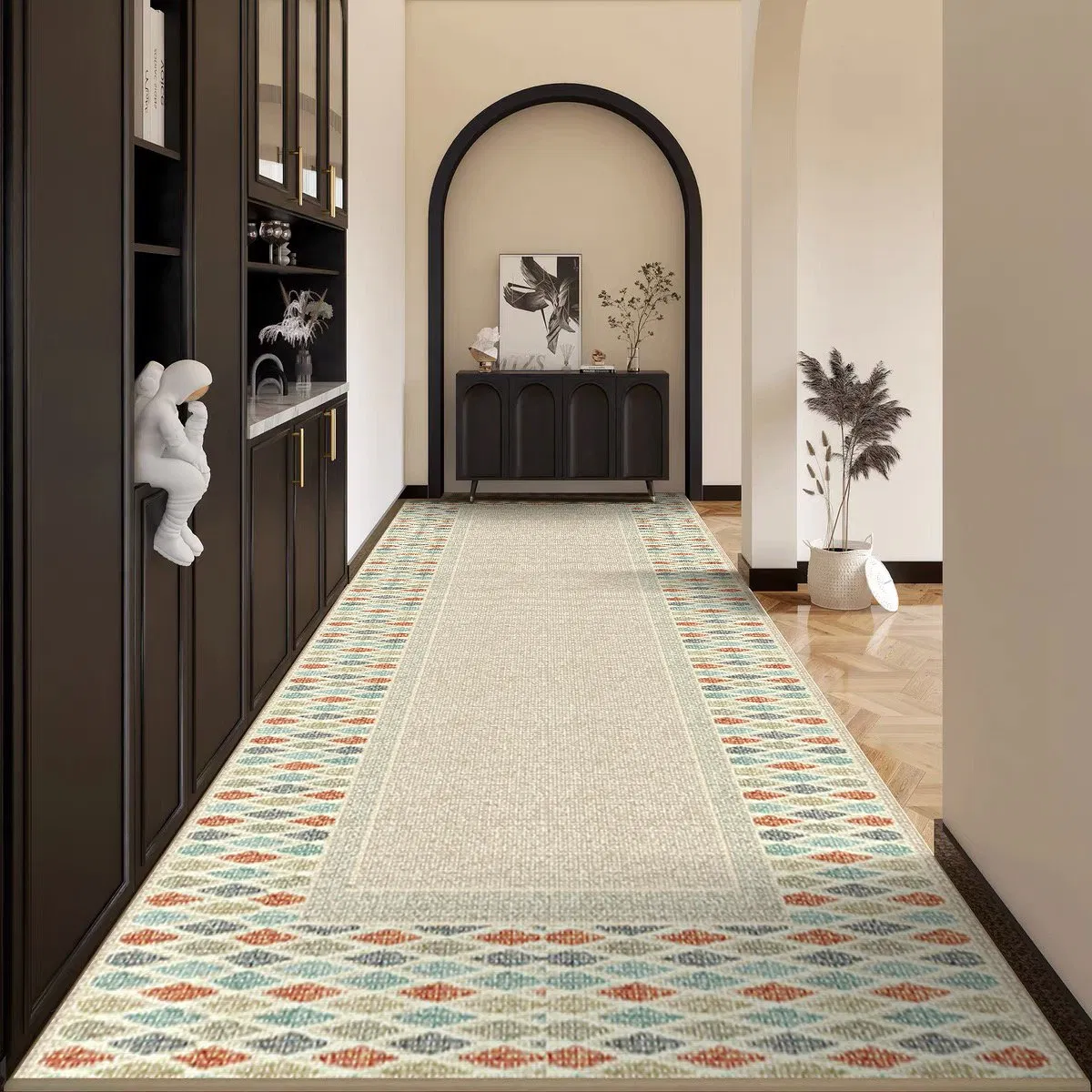Custom Colorfu Design Jacquard Geometric Hallway Runner Rug Large Size Carpet Non-Slip Washable Persian Tapis Living Room