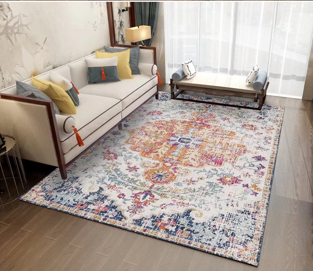 New Machine Washable Floor Carpet Rugs Vintage Persian Living Room Turkish Foldable Area Rug