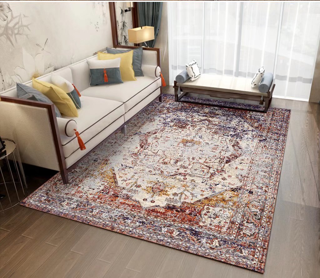 New Machine Washable Floor Carpet Rugs Vintage Persian Living Room Turkish Foldable Area Rug