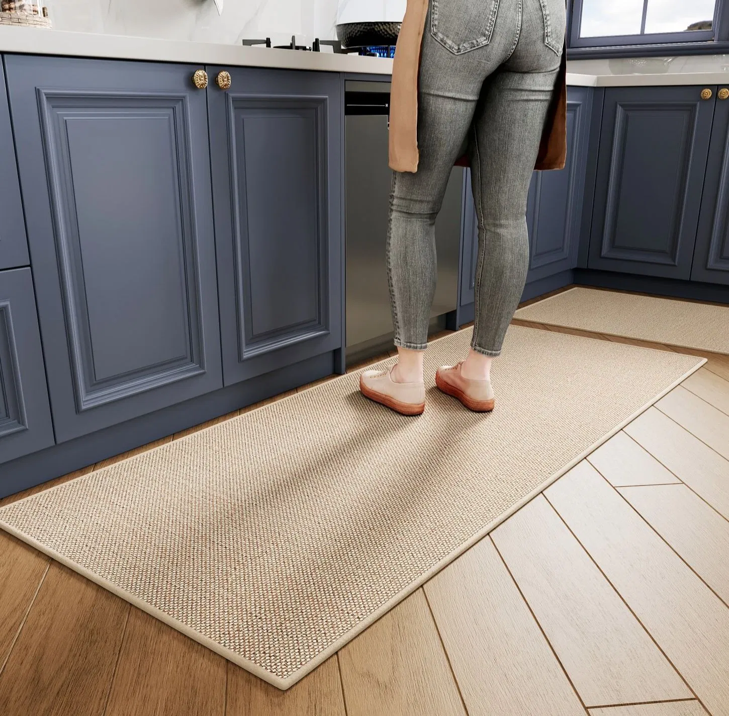 Absorbent Linen Kitchen Floor Mat Non-Slip Anti Fatigue Rubber Kitchen Mat