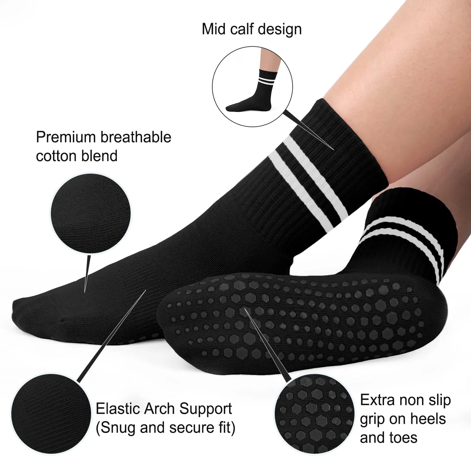 High Quality Custom Grip Pilates Socks Anti Slip Women Yoga Pilates Socks