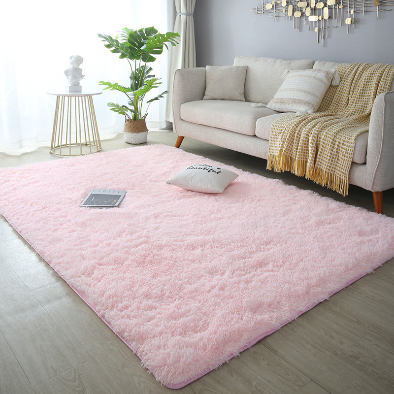 Pink Color High Pile Plush Carpet Fur Rug for Living Room Decor