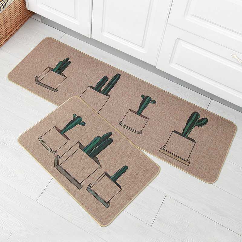 Custom Anti Fatigue Linen Fabric Non-Slip Square Front Door Foot Mat Indoor Easy Clear Kitchen Door Mat