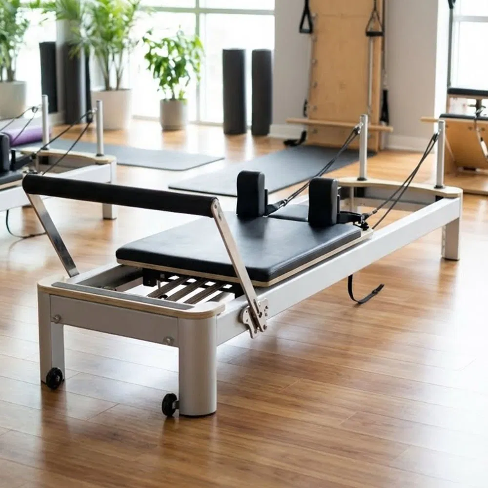 Aon-Fitness Yoga Wholesale Foldable Pilates Reformer Machine Portable Gym Equipment Wood Peak Aluminum Alloy for Sale Commercial Use Home