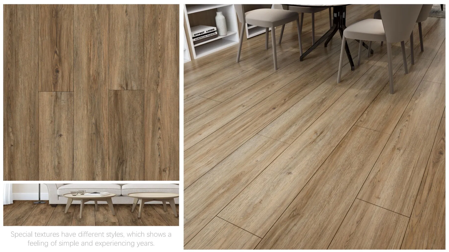 Waterproof Wood Grain 4mm 5mm 6mm 7mm 8mm PVC Click Luxury Vinyl Spc Flooring Tile for Home Decoration