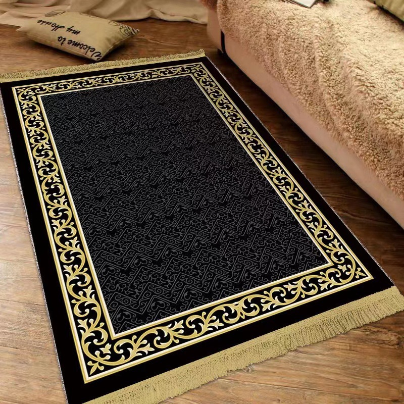 Golden Diamond Velvet Muslim Prayer Mat Islamic Children's Prayer Rug