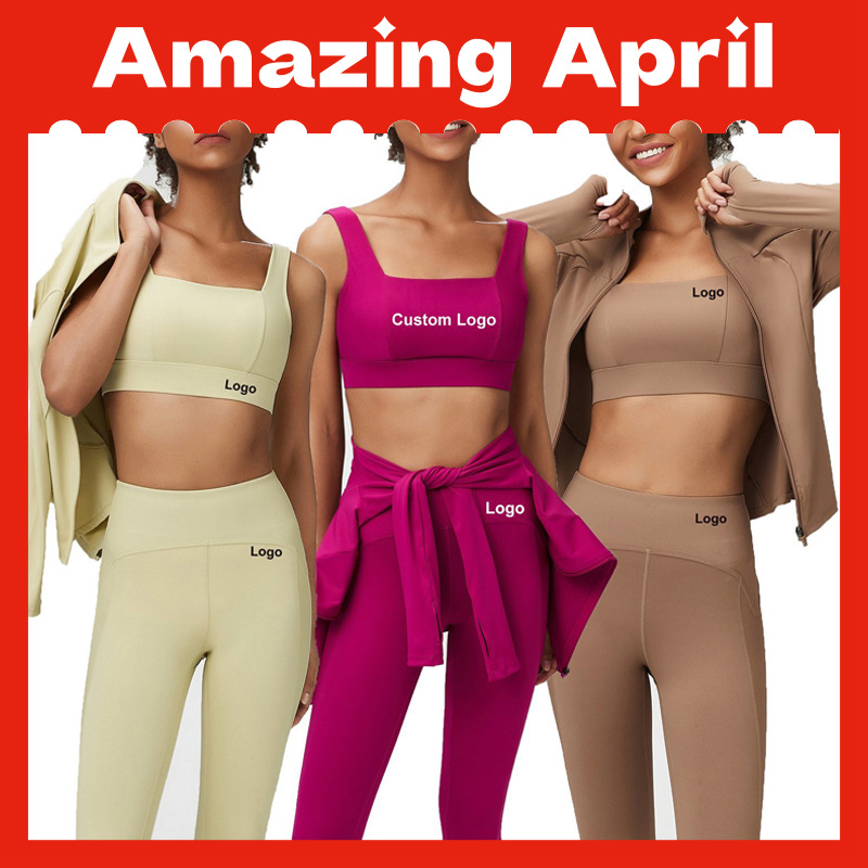 Women 3-Pieces Suits Sports Bra/Jackst High-Waisted Yoga Leggings Workout Clothing Sets