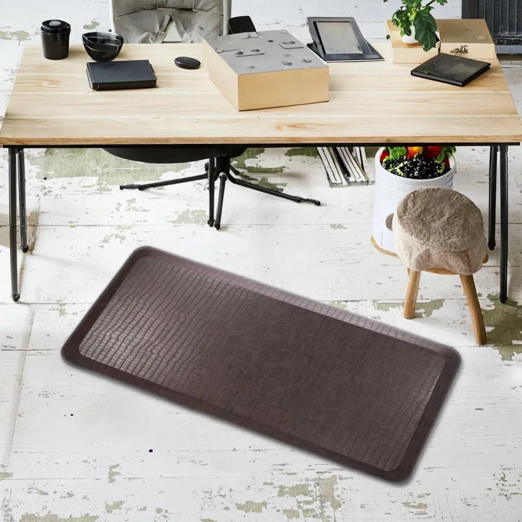 Custom Non-Slip Premium Waterproof PVC Leather Top Workplace Kitchen Safety Anti-Fatigue Standing Mat