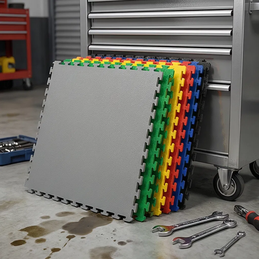 High Tensile Strength Portable Plastic Garage Flooring Tiles Modular PVC Garage Flooring Industrial Floor Tiles for Workshop
