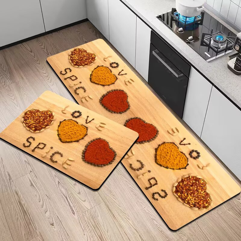 Wholesale Home Area Rug Washable 3D Printed Water-Absorbing Anti Fatigue Kitchen Mat Set