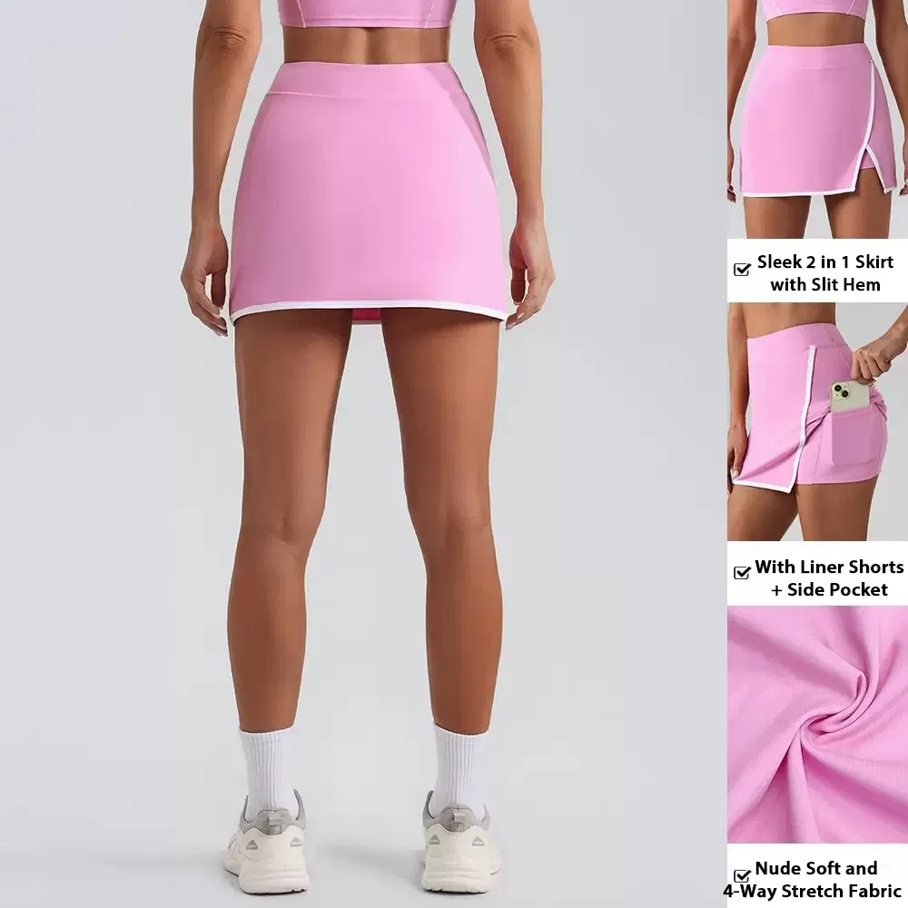 New Fashion 4PCS Cute Workout Sets Gym Tennis Wear for Women, Tank Top Matching High Waist Booty Lifting Shorts + Yoga Leggings + Active Skirts Outfits