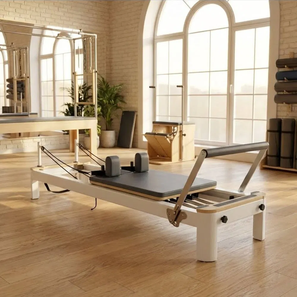 Aon-Fitness Yoga Wholesale Foldable Pilates Reformer Machine Portable Gym Equipment Wood Peak Aluminum Alloy for Sale Commercial Use Home