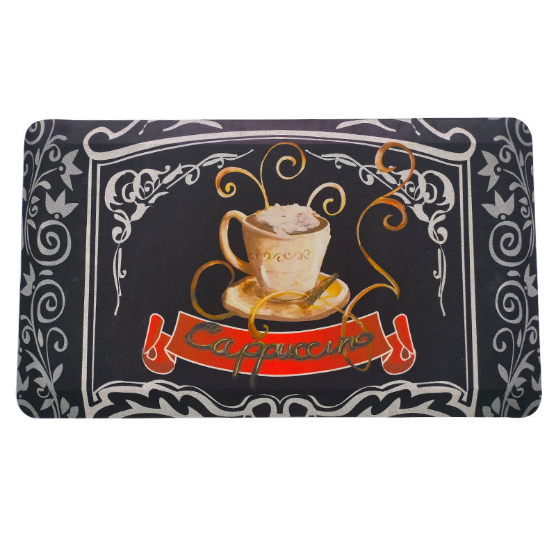 Custom Design Premium Coffee Cup Velvet Anti-Fatigue Kitchen Office Standing Mat for Comfort