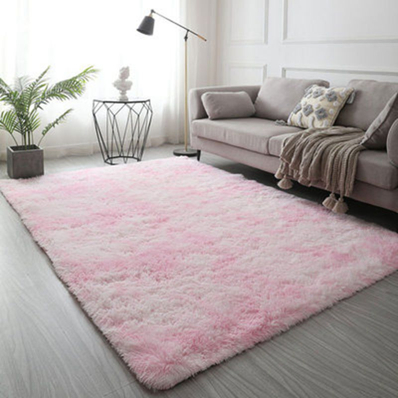Pink Color High Pile Plush Carpet Fur Rug for Living Room Decor
