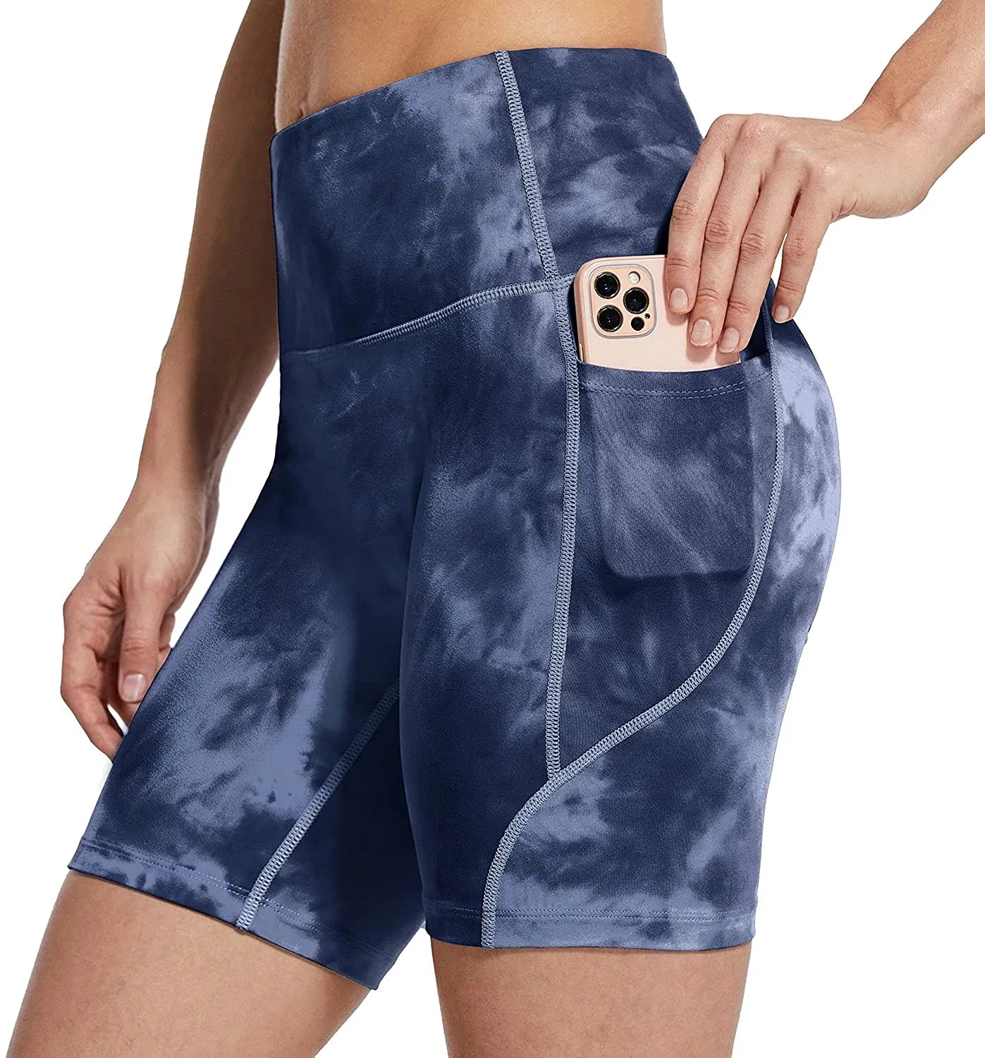 Women′ S 8" / 7" / 5" High Waist Biker Shorts Yoga Workout Running Compression Exercise Shorts Side Pockets