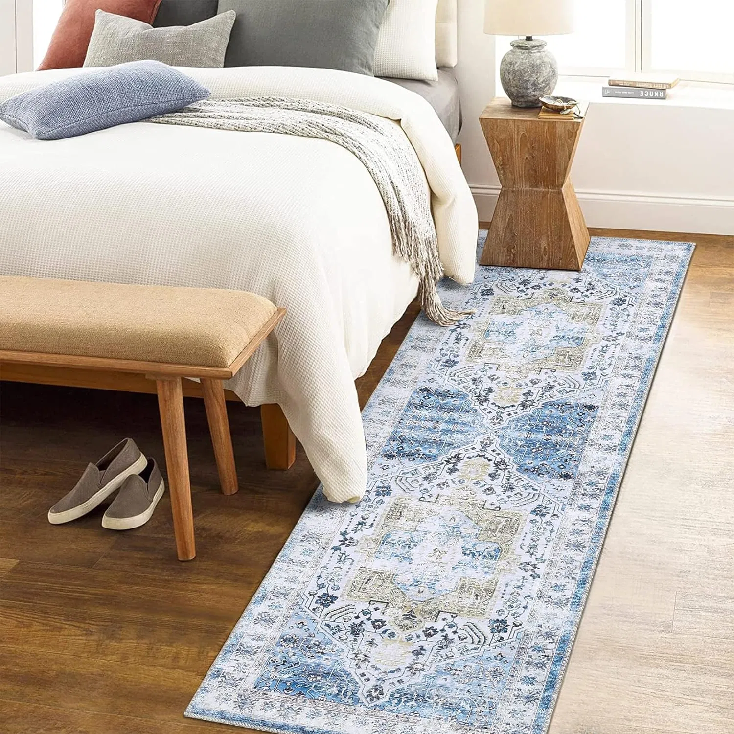 Machine Washable Long Hallway Faux Wool Fuzzy Runners Tropical Rugs Monstera Bedside Kitchen Plush Fur Carpet Runner Rug