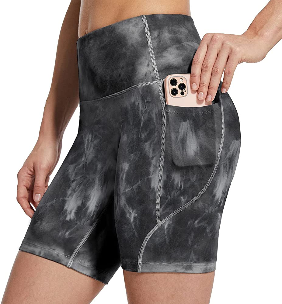 Women′ S 8" / 7" / 5" High Waist Biker Shorts Yoga Workout Running Compression Exercise Shorts Side Pockets