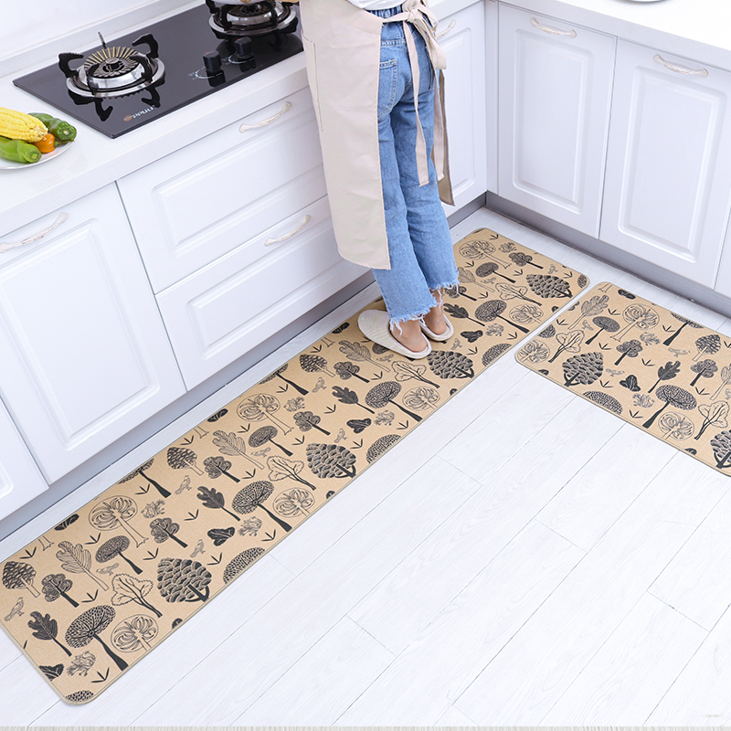 Custom Anti Fatigue Linen Fabric Non-Slip Square Front Door Foot Mat Indoor Easy Clear Kitchen Door Mat