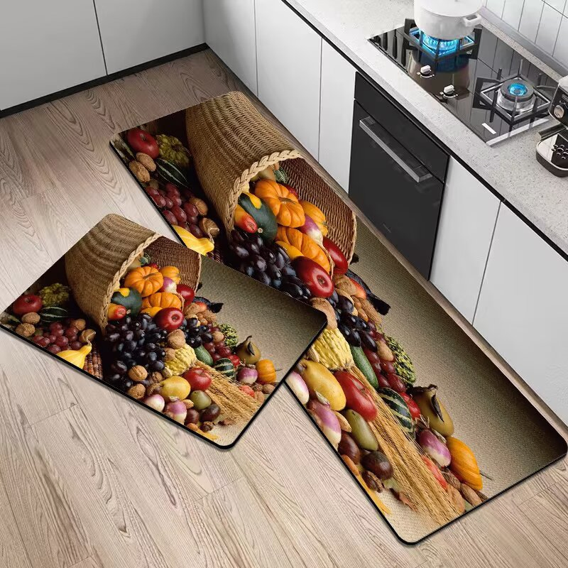 Wholesale Home Area Rug Washable 3D Printed Water-Absorbing Anti Fatigue Kitchen Mat Set