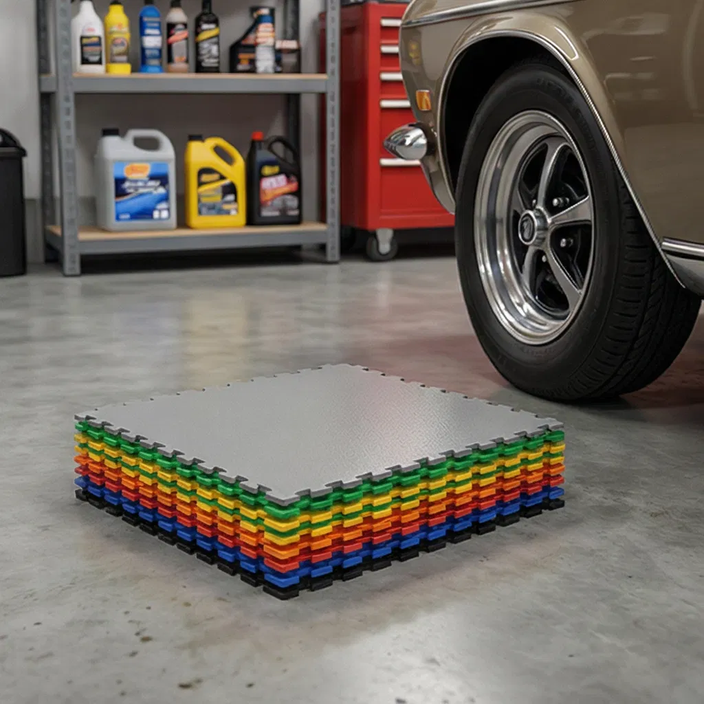 Plastic Vinyl Workshop Flooring PVC Interlocking Workshop Floor Tiles