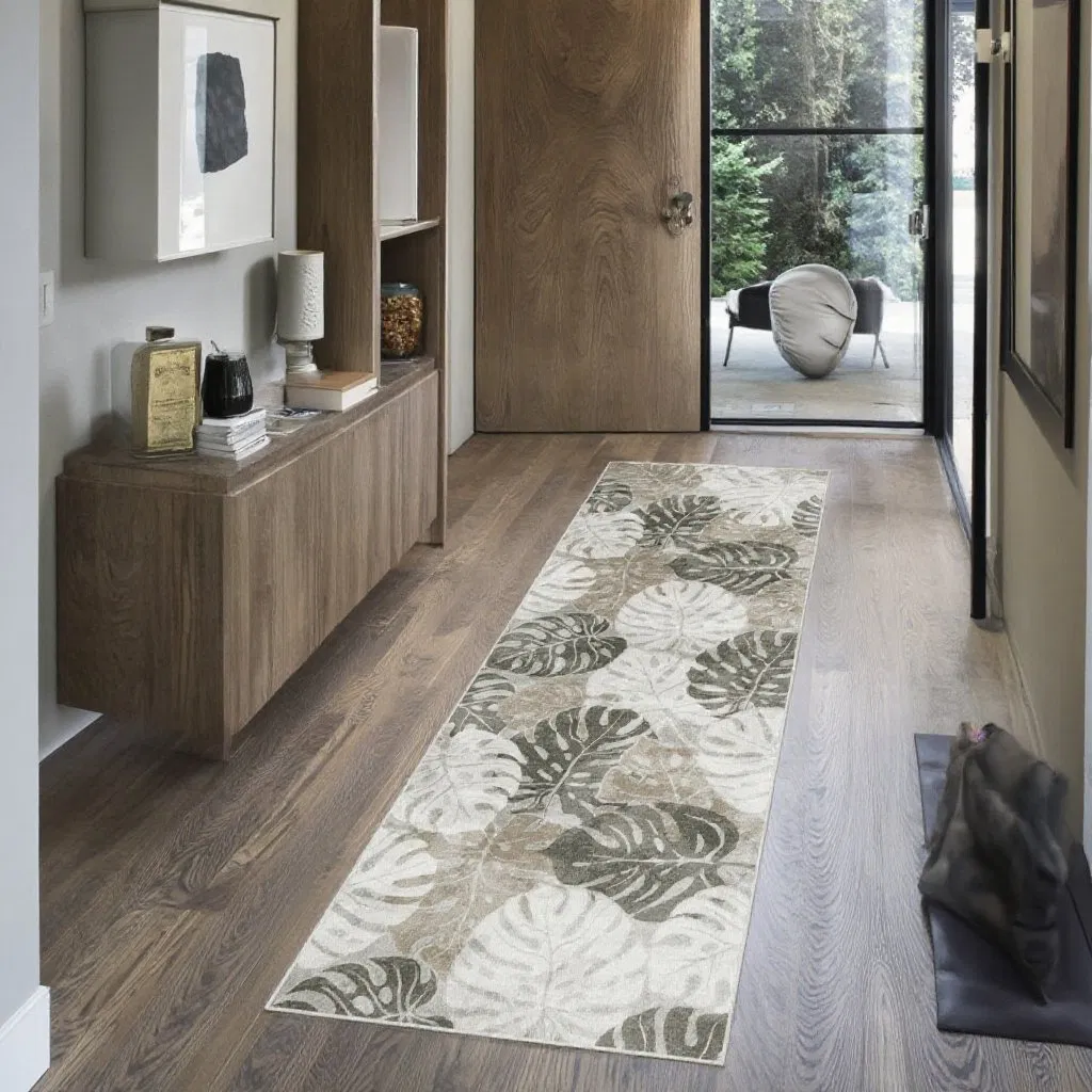 Machine Washable Long Hallway Faux Wool Fuzzy Runners Tropical Rugs Monstera Bedside Kitchen Plush Fur Carpet Runner Rug