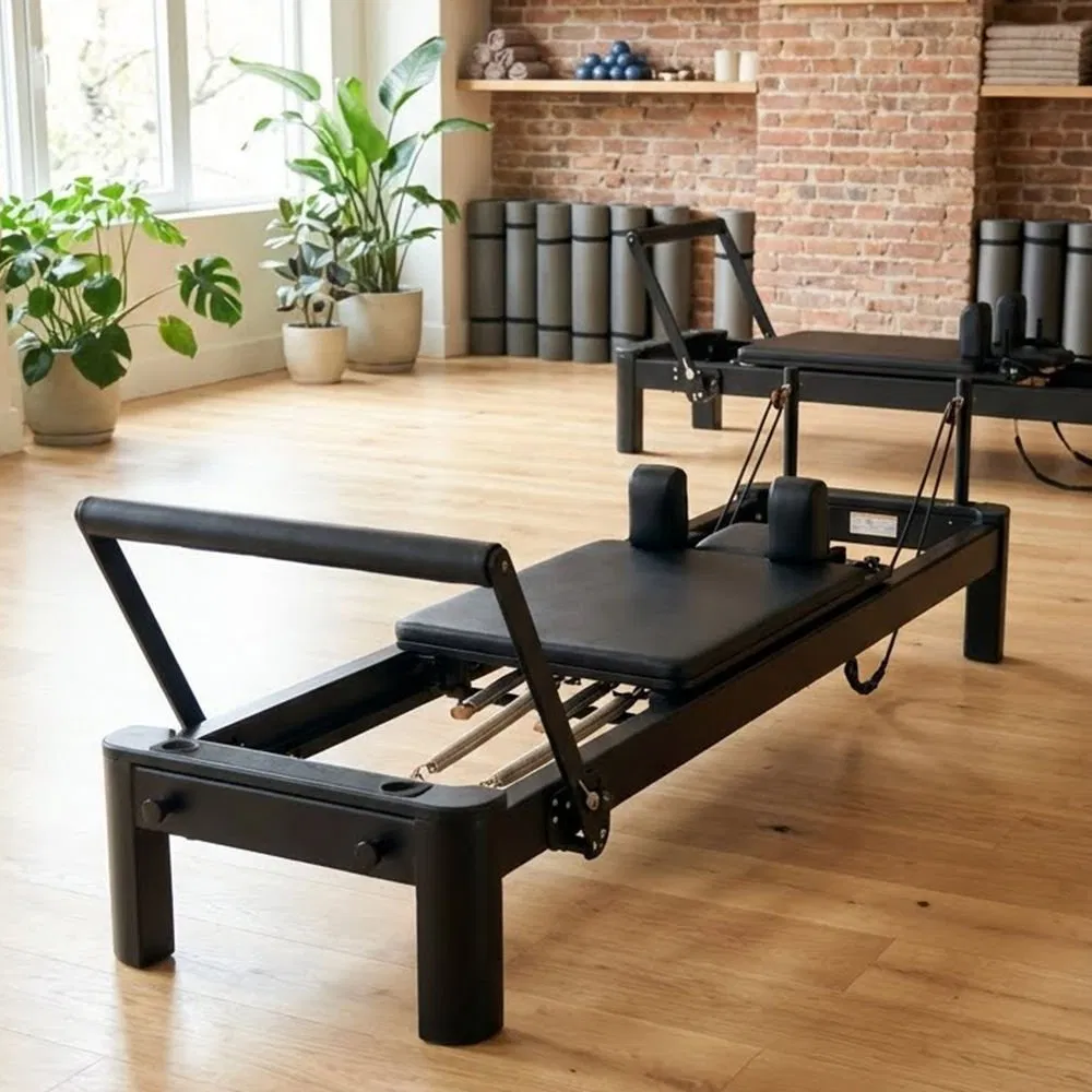 Aon-Fitness Yoga Wholesale Foldable Pilates Reformer Machine Portable Gym Equipment Wood Peak Aluminum Alloy for Sale Commercial Use Home