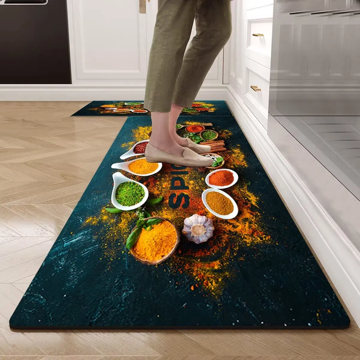 Wholesale Home Area Rug Washable 3D Printed Water-Absorbing Anti Fatigue Kitchen Mat Set