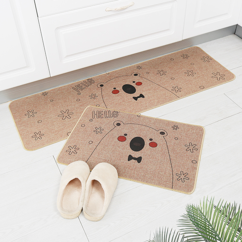 Custom Anti Fatigue Linen Fabric Non-Slip Square Front Door Foot Mat Indoor Easy Clear Kitchen Door Mat