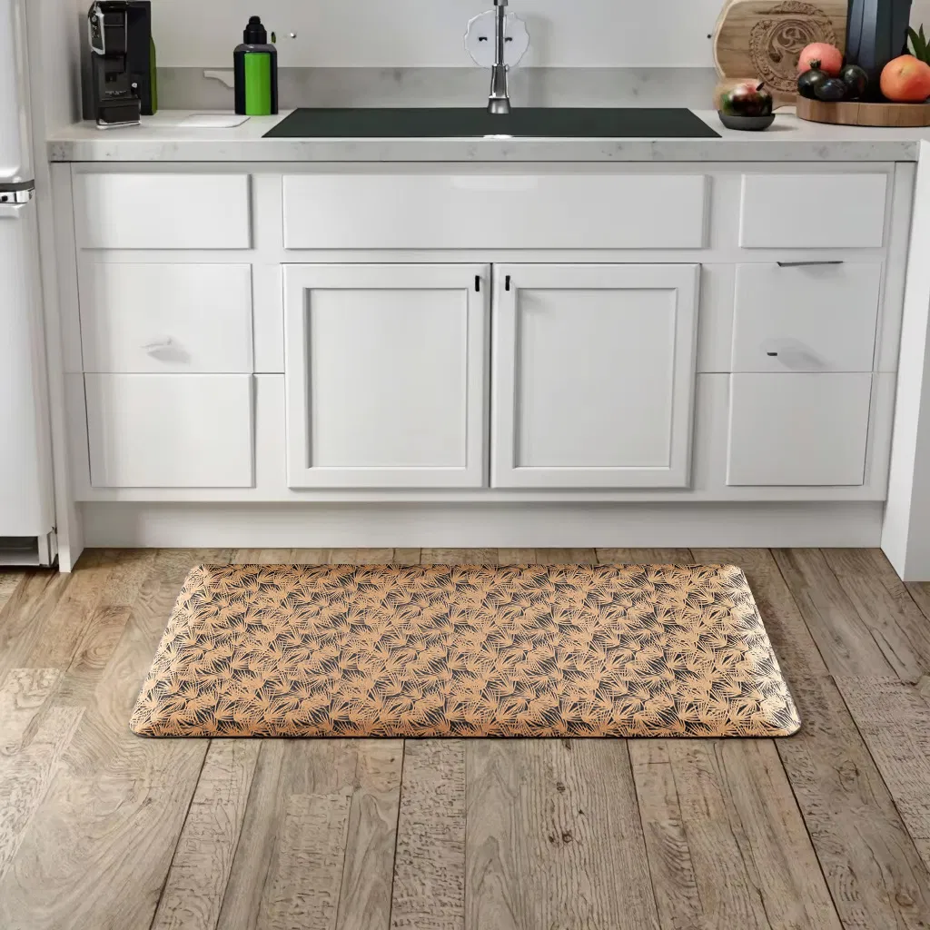 Factory Custom Design Oak Wood Grain Surface Recycled PU Foam Ergonimic Anti Fatigue Comfort Standing Mat for Kitchen, Office, Laundry