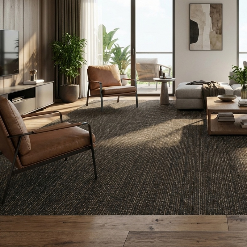 Nylon Loop Pile Carpet Tiles 50cm X 50cm PVC Backing Fire-Resistant Modular Flooring