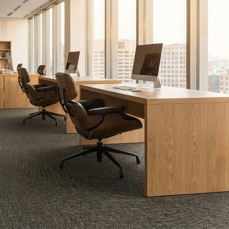 Nylon Loop Pile Carpet Tiles 50cm X 50cm PVC Backing Fire-Resistant Modular Flooring