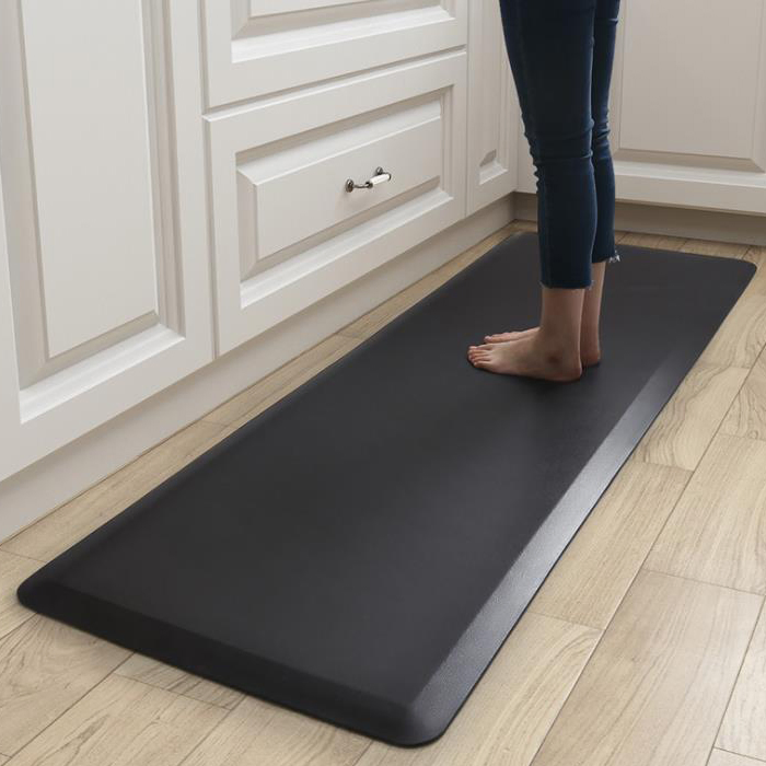 Amazon Mat Non-Slip Anti-Fatigue PVC Leather kitchen Floor Mat Black Gray 18mm PVC Kitchen Mat