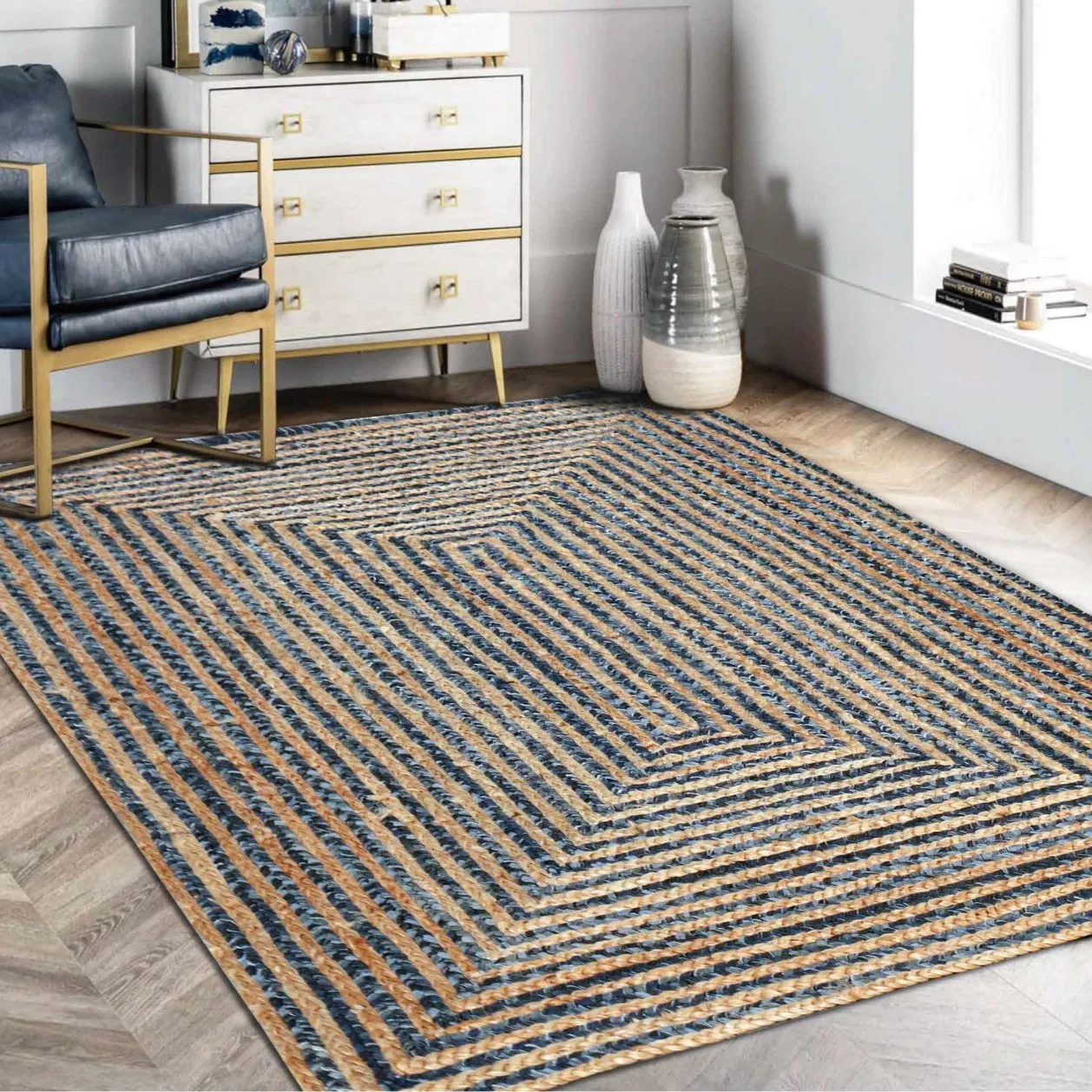 Wool and Sisal Blend Handmade Braid Rug Soft and Comfortable for Living Room and Hallway Flooring