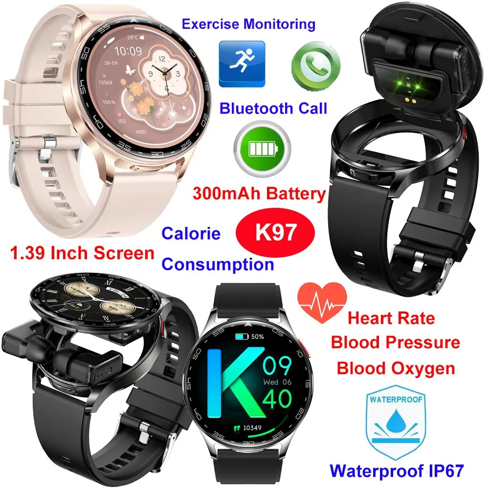 Best quality China factory IP67 waterproof digital long battery life bluetooth smart watch with HR BP SPO2 monitor for senior healthcare K97
