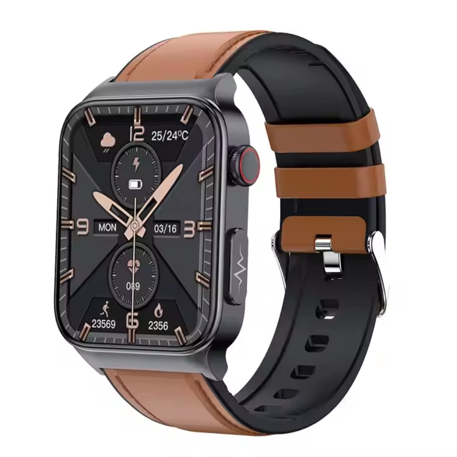 E500 ECG PPG Blood Pressure Temperature Blood Oxygen Sleep Glucose Monitoring Smartwatch