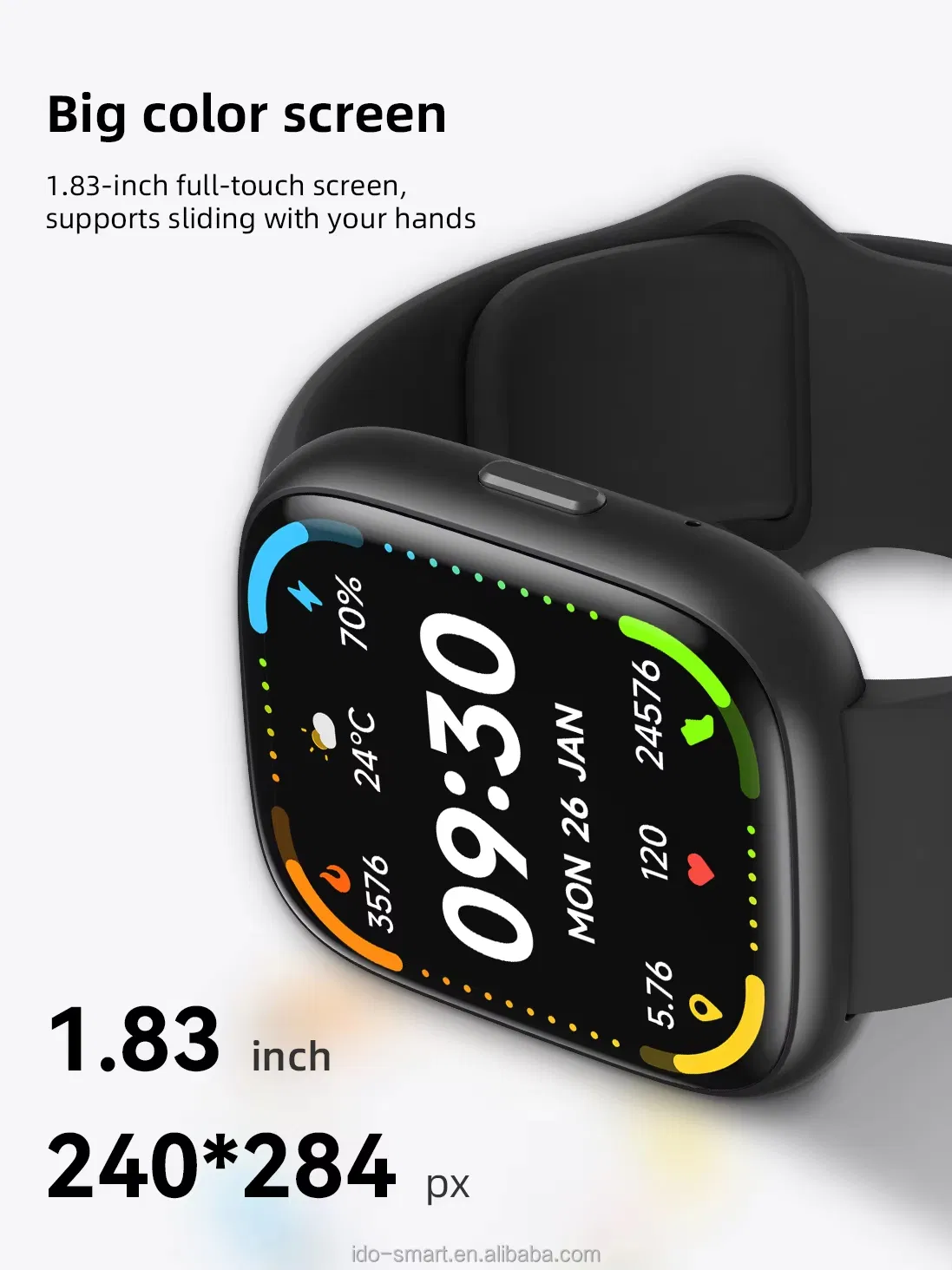 Idw28 IP68 Certified Blood Oxygen Smart Watch with Heart Rate Monitoring