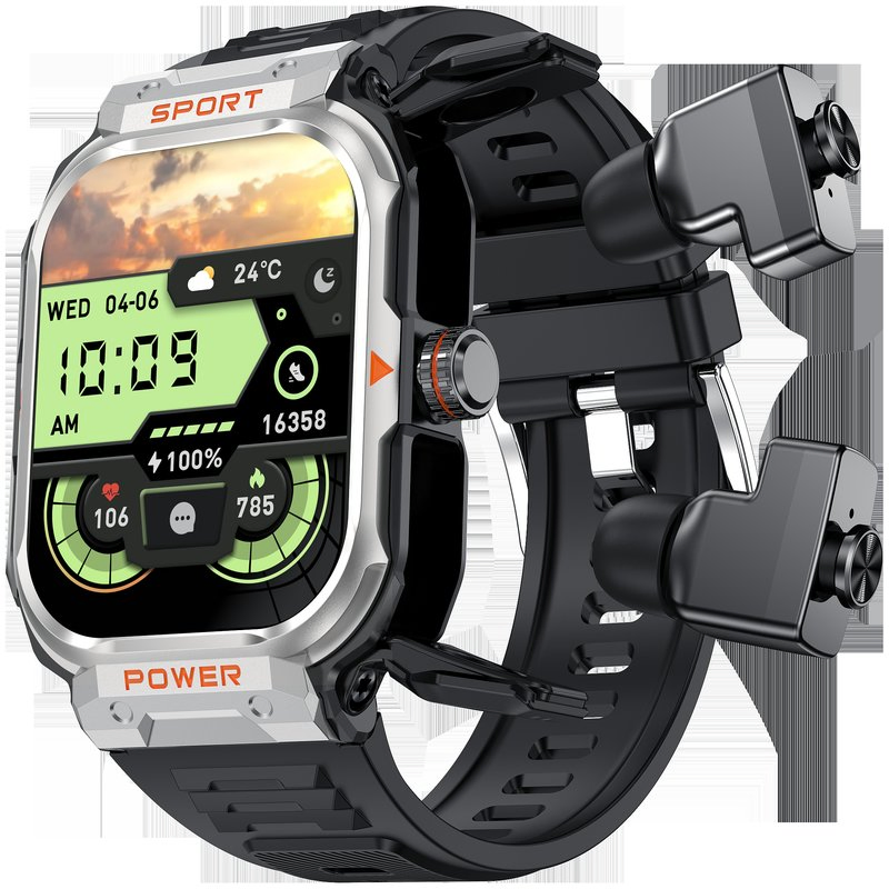 Hot Sale 2-in-1 Smart Watch Bt Earphones Call Reminder Sleep Heart Rate Tracker Blood Pressure Monitoring Exercise Smart Counter