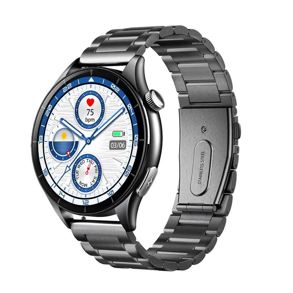 Fashion IP68 waterproof wearable smart bluetooth watch with HR blood pressure SPO2 monitoring respiratory training for Senior healthcare E458