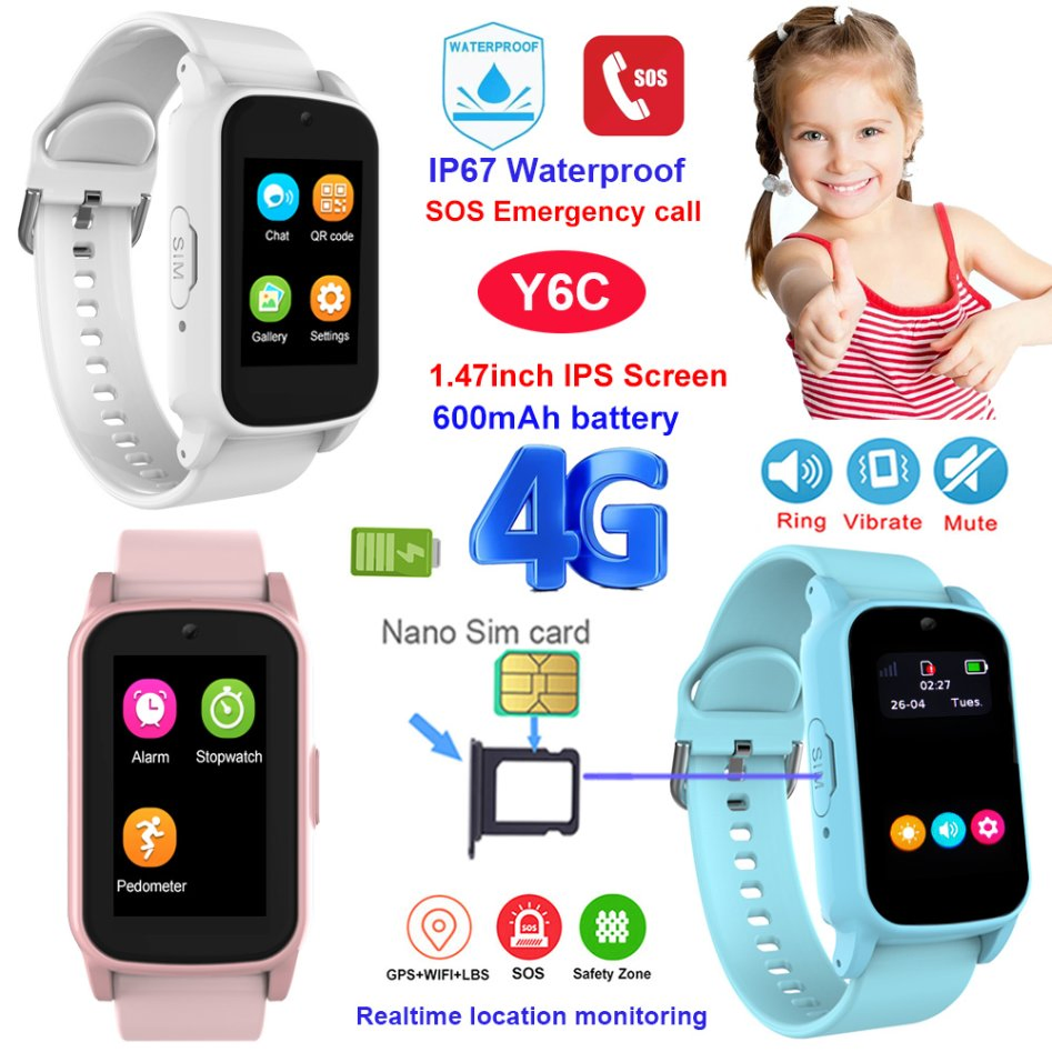 New developed China manufacture IP67 waterproof Digital child friendly GPS smart watch with safty zone setup SOS emergency call Y6C