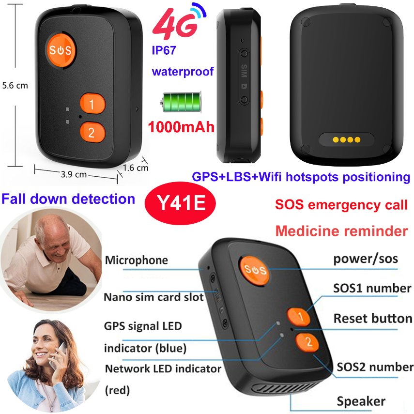 China factory 4G Waterproof elderly GPS Tracker device with fall alert medicine notification Y41E