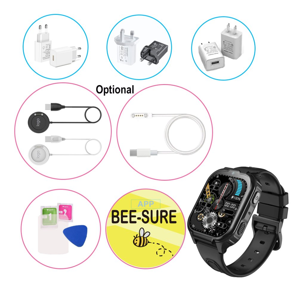 2025 new design 4G IP67 waterproof smart GPS tracking watch with Smart AI health monitoring SOS call for global tracking location P41