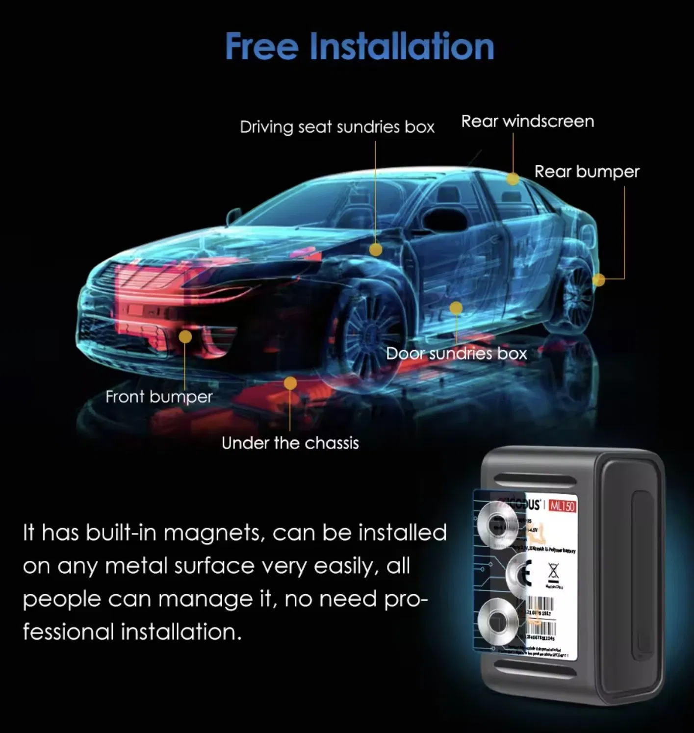 Super Mini GPS Tracker Wireless Magnetic Voice Monitoring Real Time Location Asset Locator Smallest Human Tracking Device Ml150