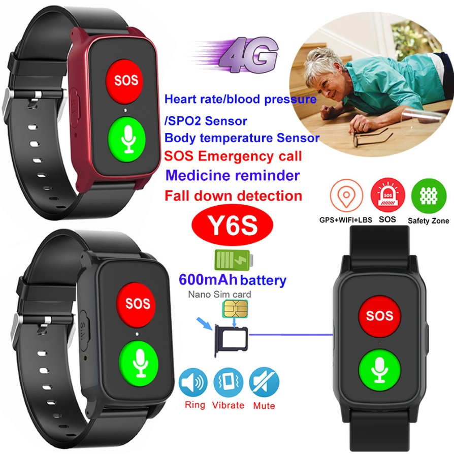 Top quality China manufacture 4G IP67 waterproof adult fitness smart GPS tracker watch with HR BP SPO2 Geo-fence medicine remind Y6S